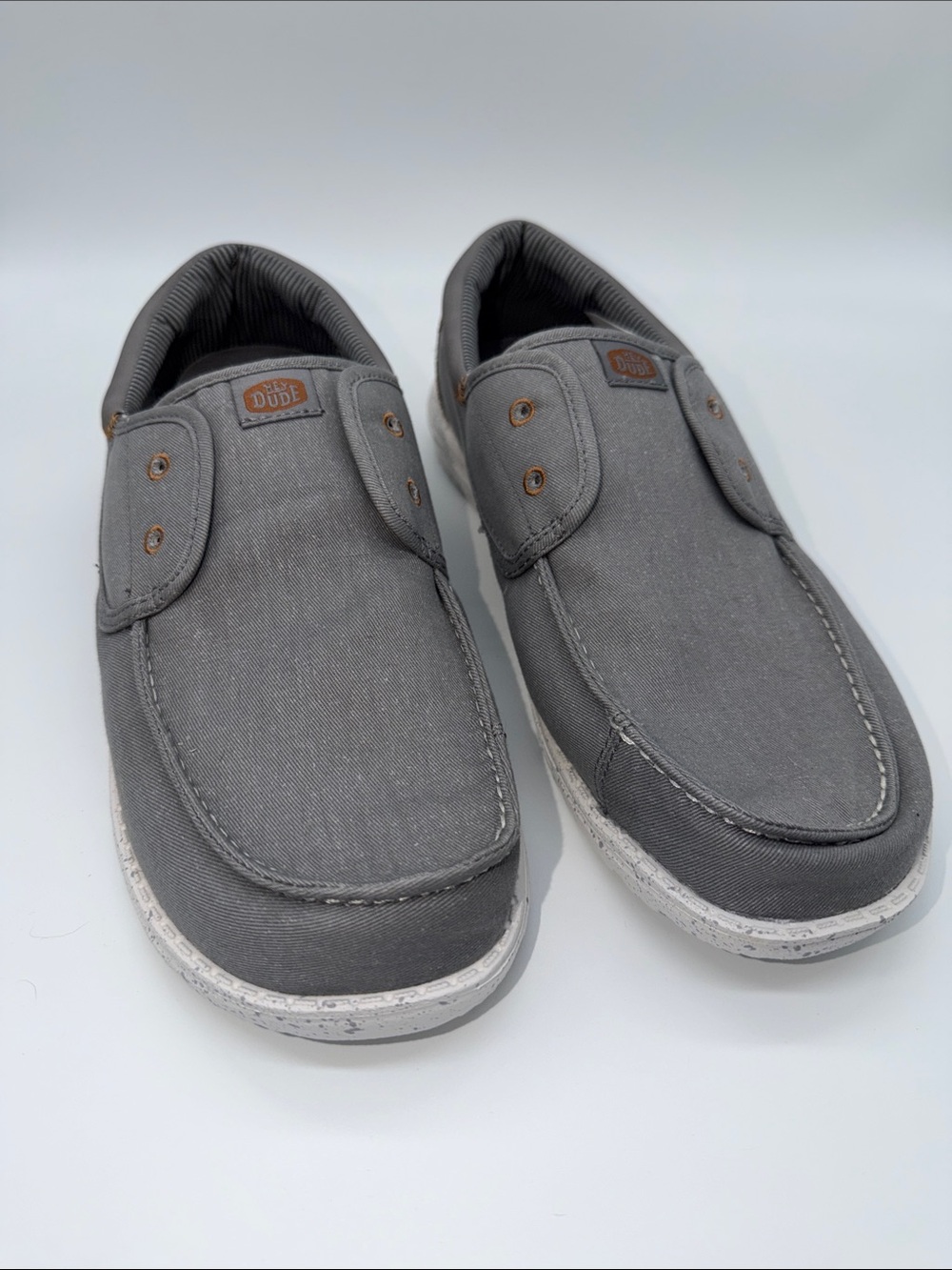 Hey Dude Gray Canvas Slip-On Loafers NWOT Sz 13